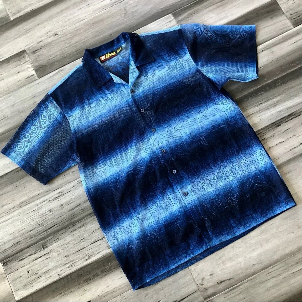 ❤️ LAST DAY Vintage Y2K B212 NYC Japanese Pagoda Mesh S/S Button Down Shirt - Picture 8 of 13